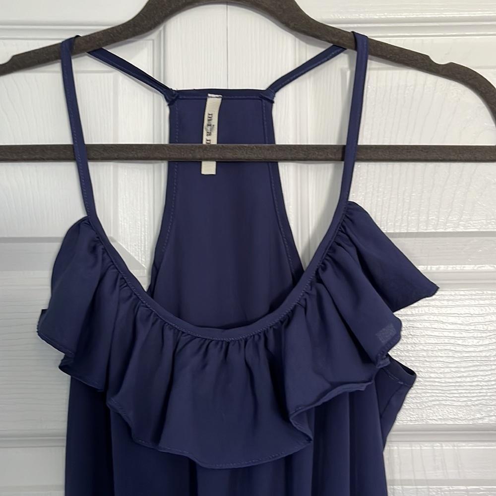 Blue Ruffle Mini Dress - Picture 2 of 5